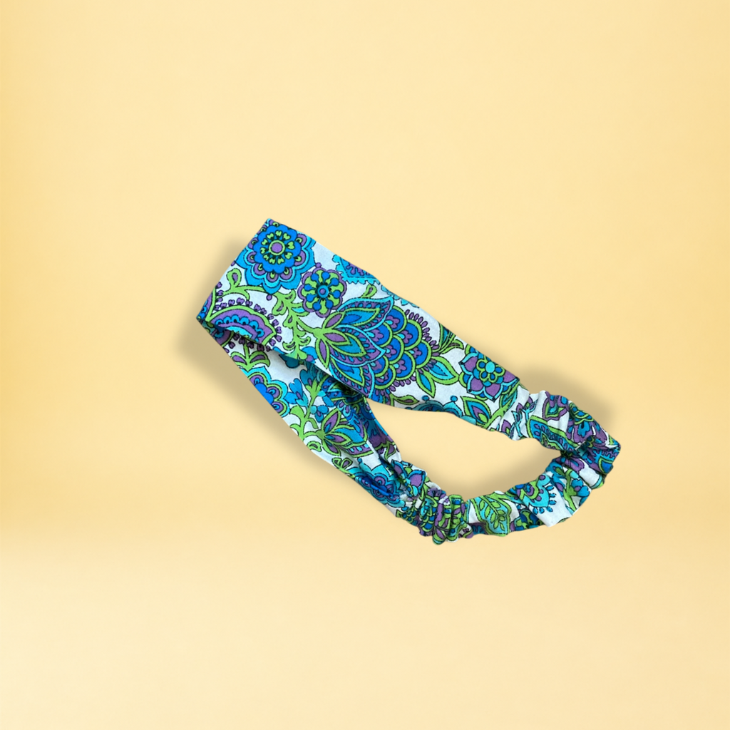 Bandeau - cachemire violet et vert