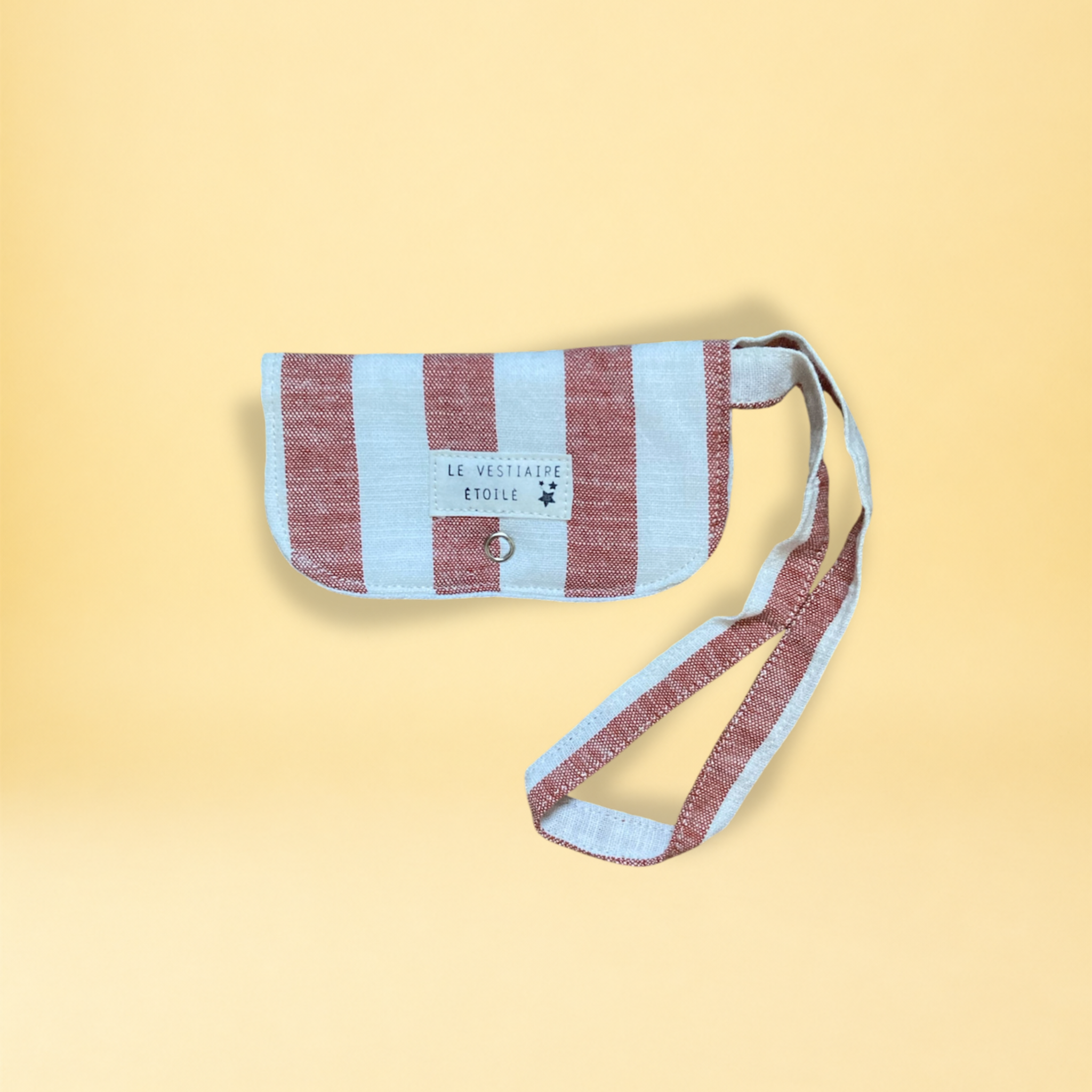 Étui à lunettes - rayure rouge et beige