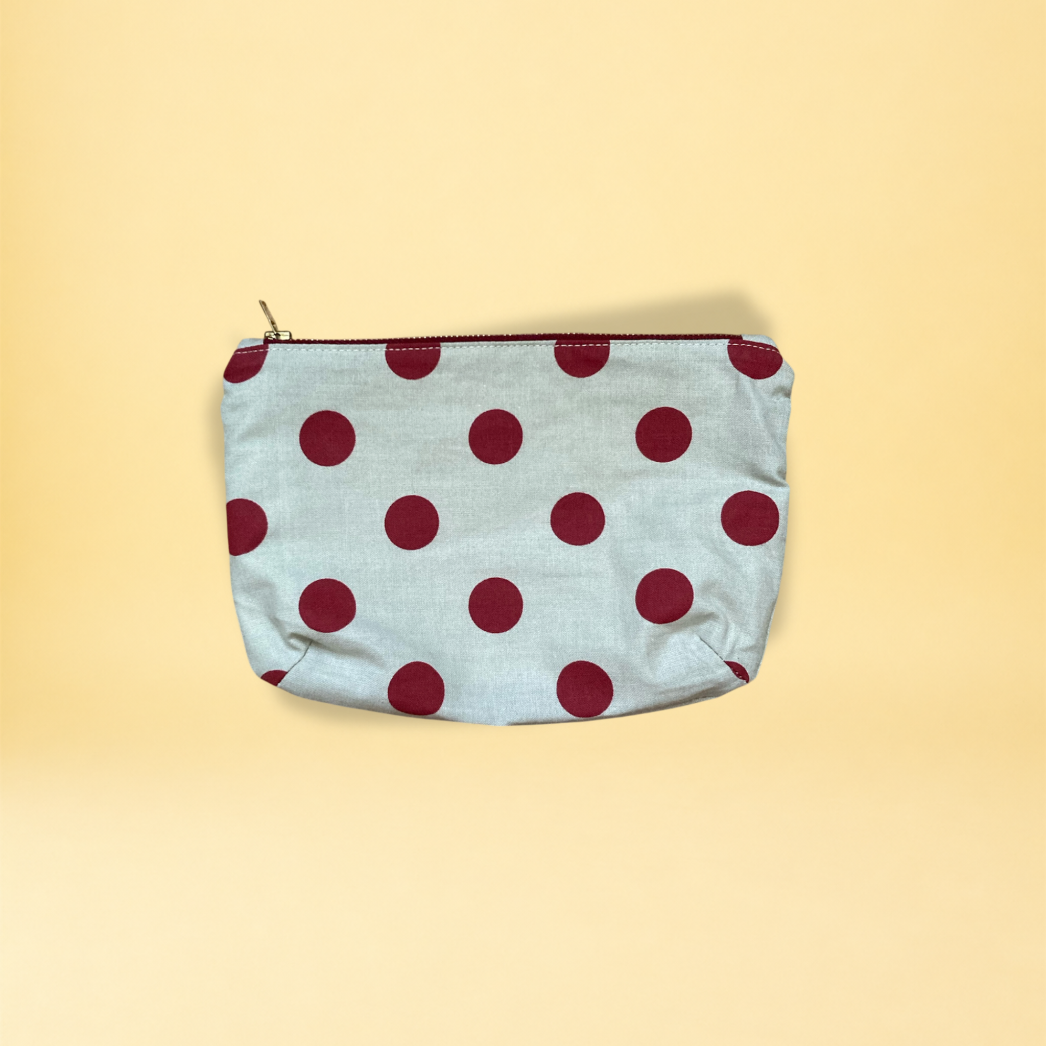 Pochette - bordeaux et beige à pois