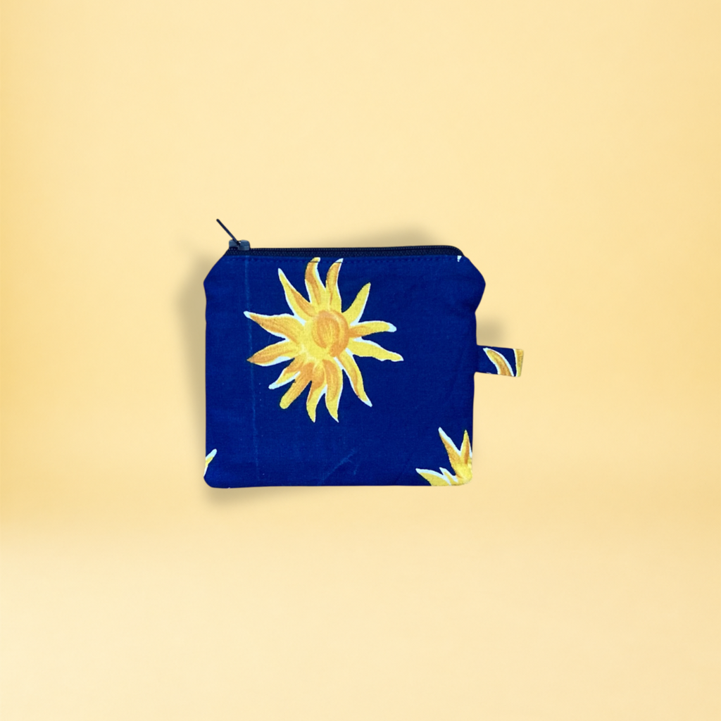 Porte-monnaie - soleil jaune et bleu