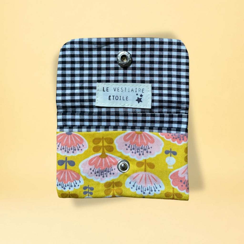 Porte-cartes - jaune et vichy noir et blanc