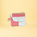 Porte-monnaie - rayure rose et jaune clair