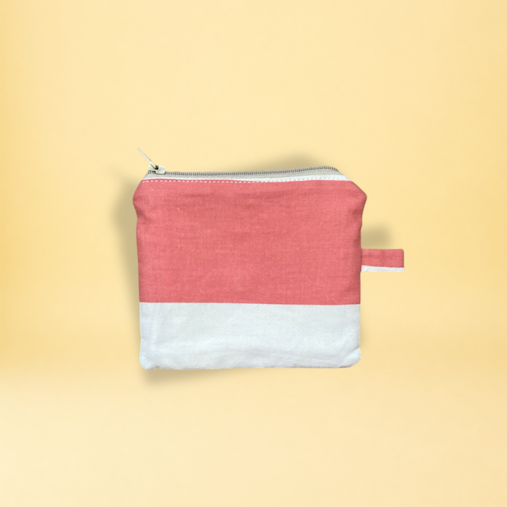 Porte-monnaie - rayure rose et jaune clair