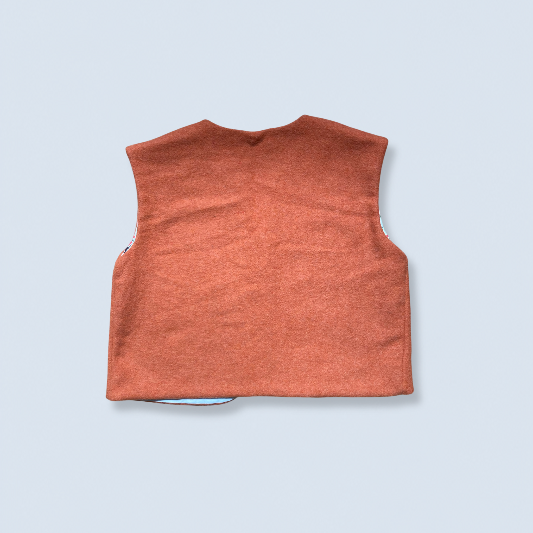 Veston sans manches Adulte – Orange & fleurs vintage