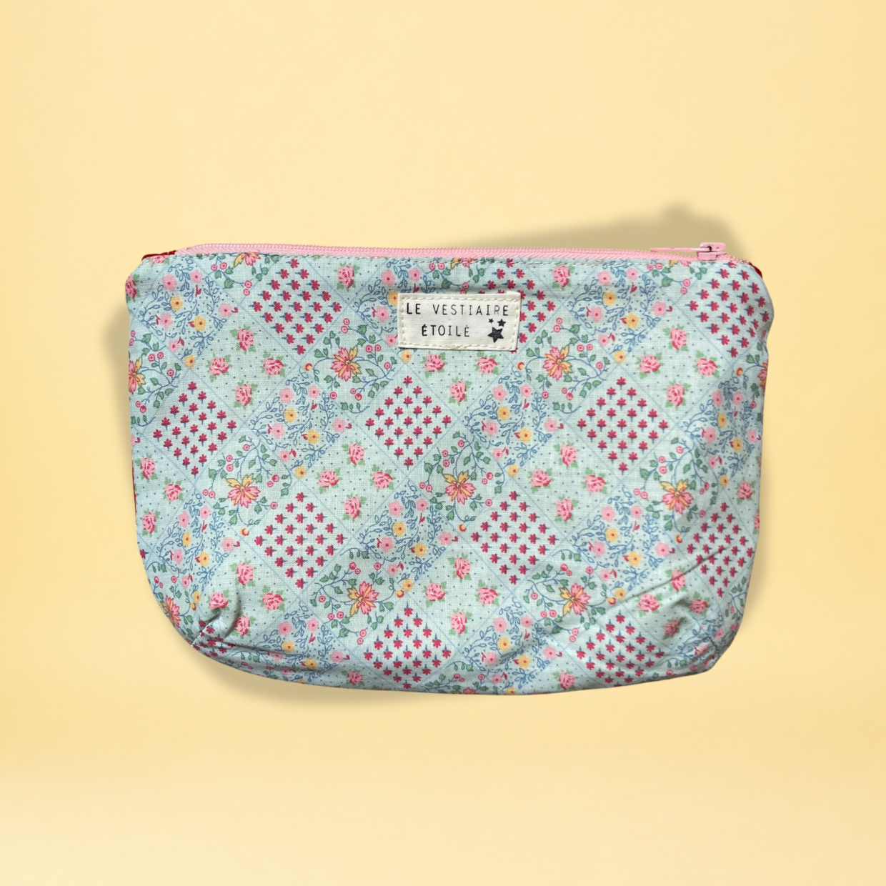 Pochette - damier pastel et rouge