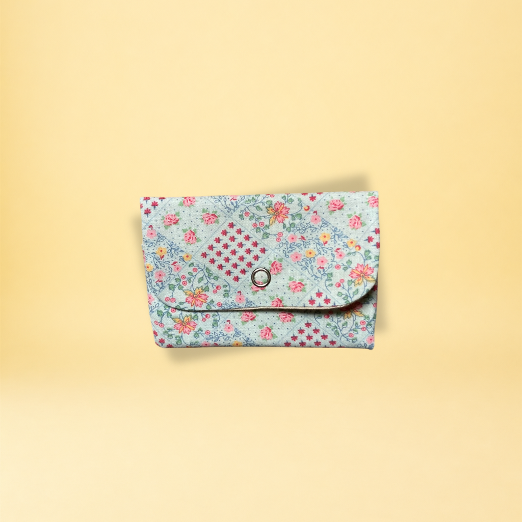 Porte-cartes - damier pastel et rouge