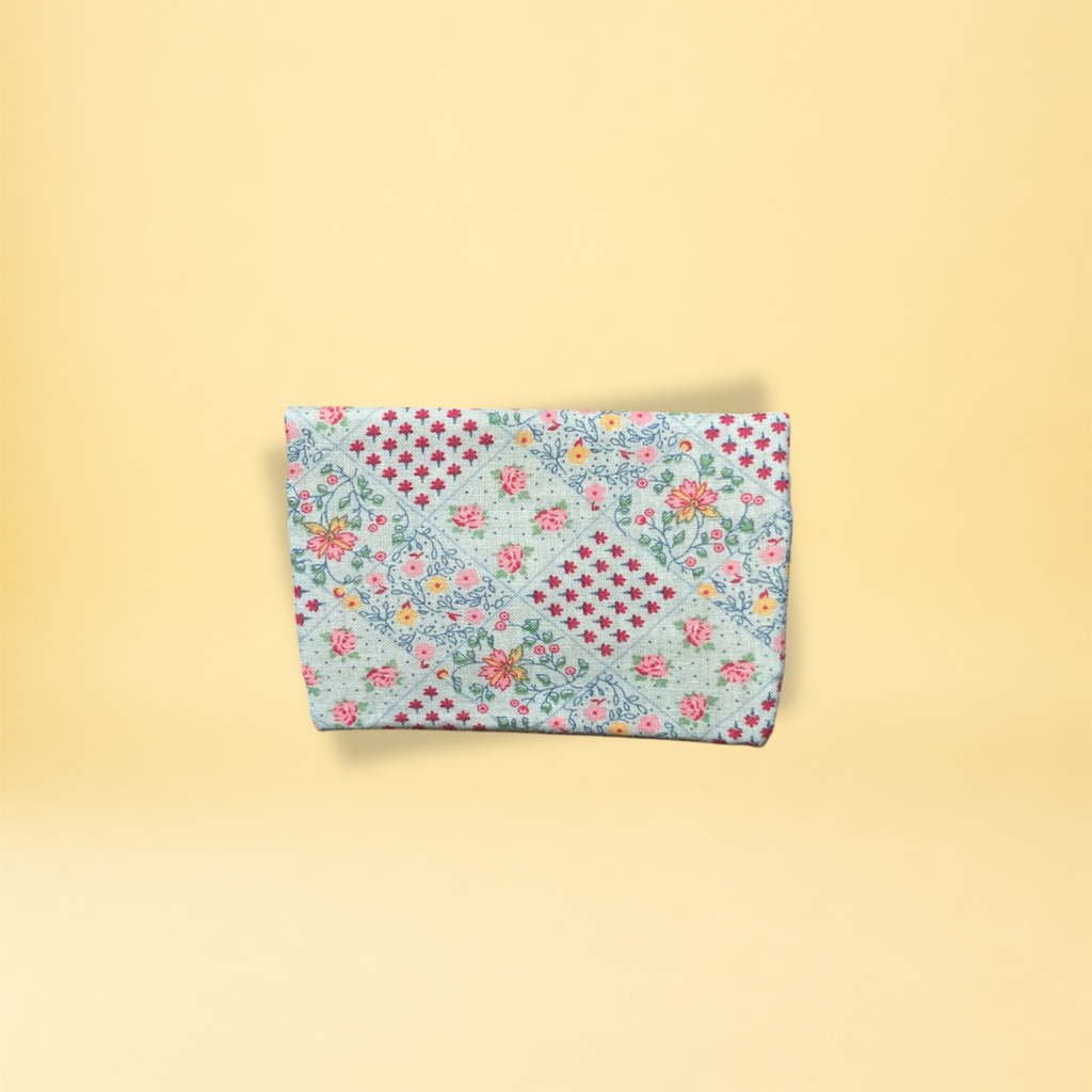 Porte-cartes - damier pastel et rouge