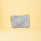 Porte-cartes - damier pastel et rouge