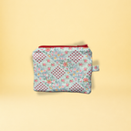 Porte-monnaie - damier pastel et rouge