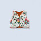 Veston sans manches Enfant – Orange a fleurs