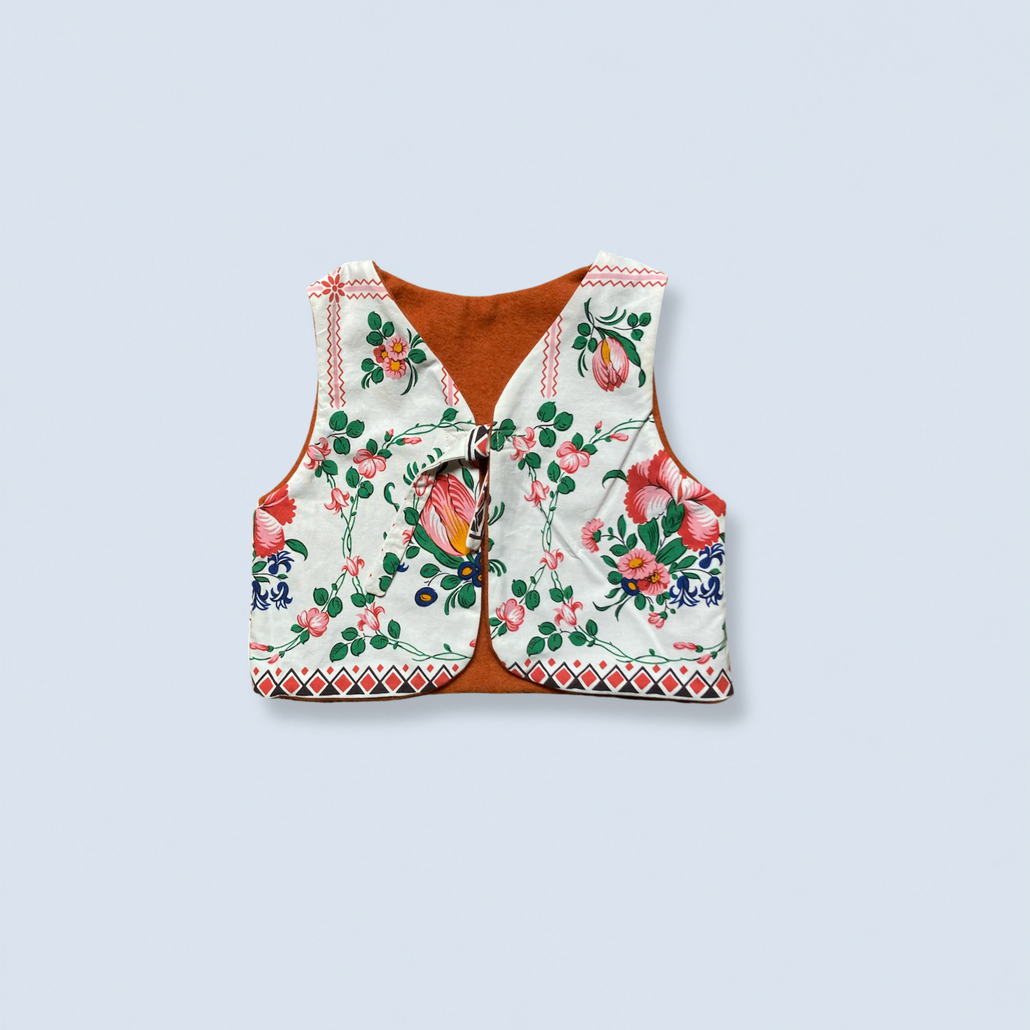 Veston sans manches Enfant – Orange a fleurs