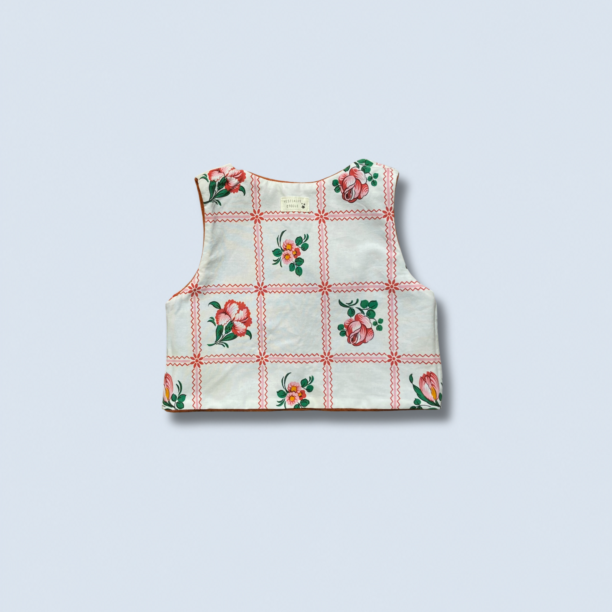 Veston sans manches Enfant – Orange a fleurs