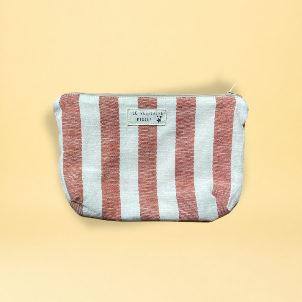 Pochette - rayure rouge et beige