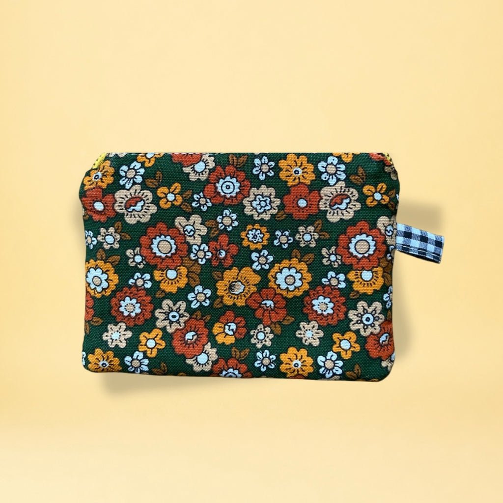 Porte-monnaie - fleurs orange et vert