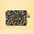 Porte-monnaie - fleurs orange et vert