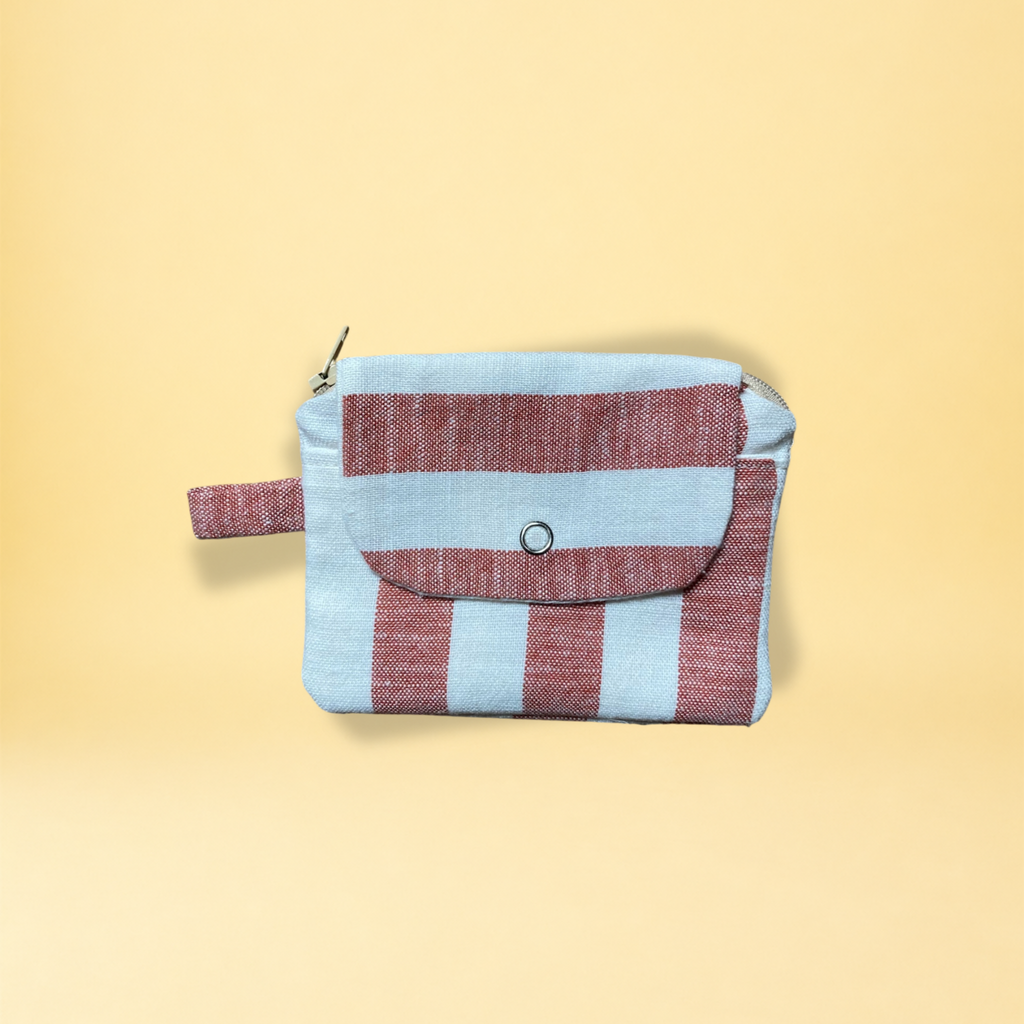 Porte-monnaie - rayure rouge et beige