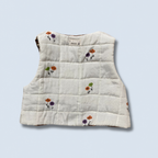 Veston sans manches Enfant – Carreaux marron et fleurs