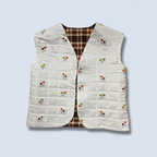Veston sans manches Adulte – Carreaux marron et fleurs