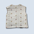 Veston sans manches Adulte – Carreaux marron et fleurs