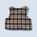 Veston sans manches Enfant – Carreaux marron et fleurs