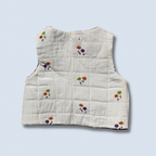 Veston sans manches Enfant – Carreaux marron et fleurs