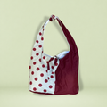 Sac à anses nouées - bordeaux et beige à pois