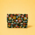 Porte-cartes - fleurs orange vert et vichy
