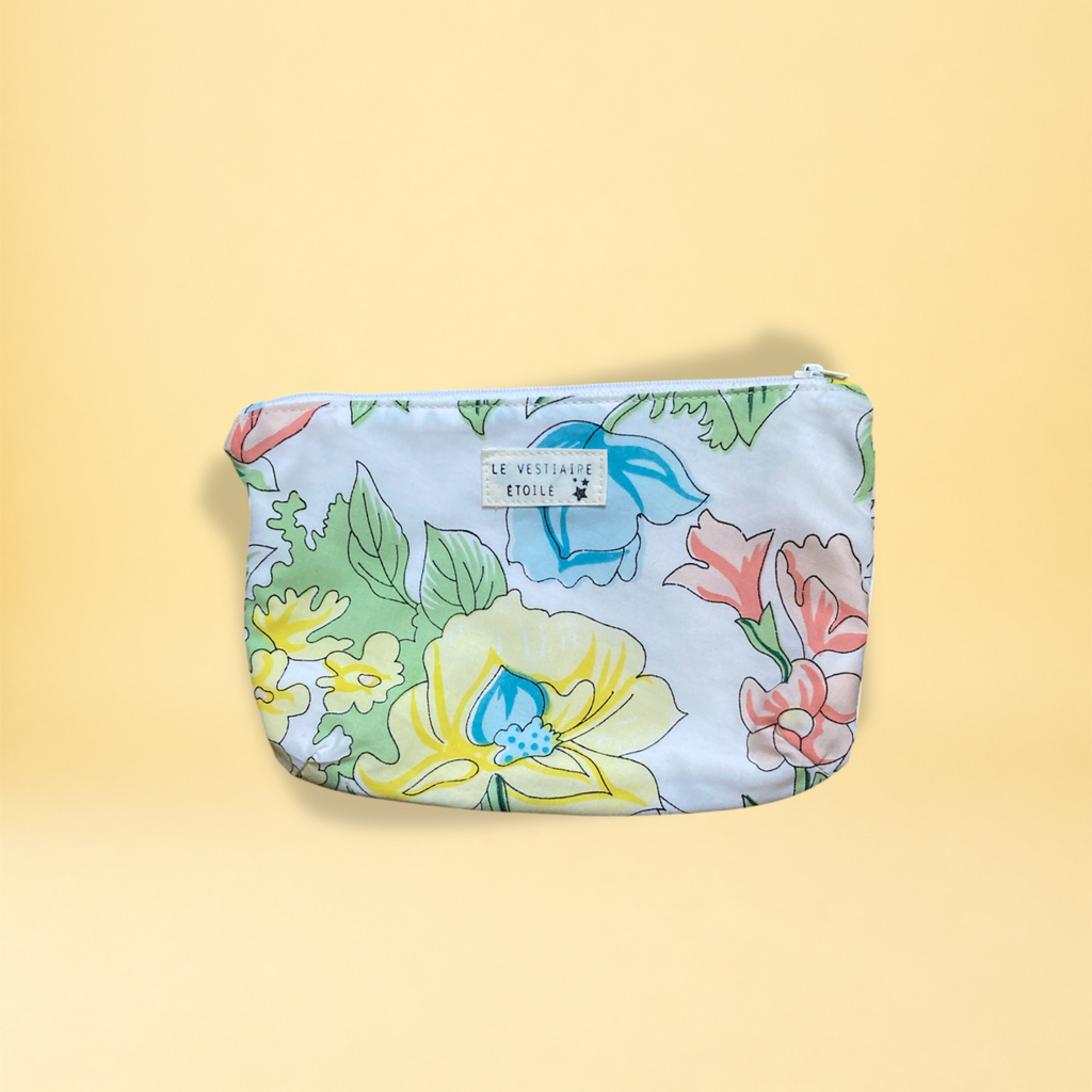 Pochette - fleurs pastel et jean