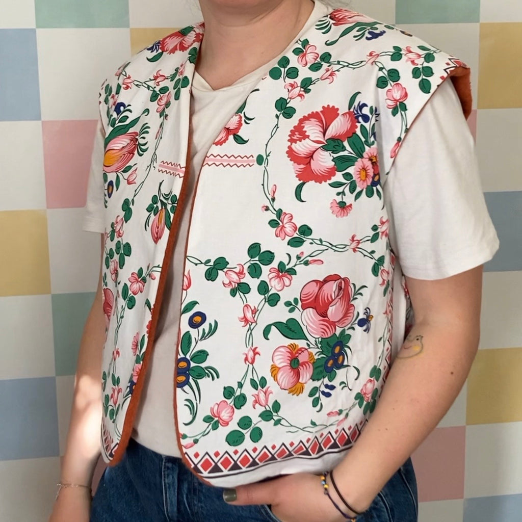 Lot "matchy-matchy" veston - Orange & fleurs vintage
