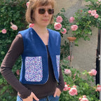 Veston sans manches Adulte – Bleu et violet fleuri
