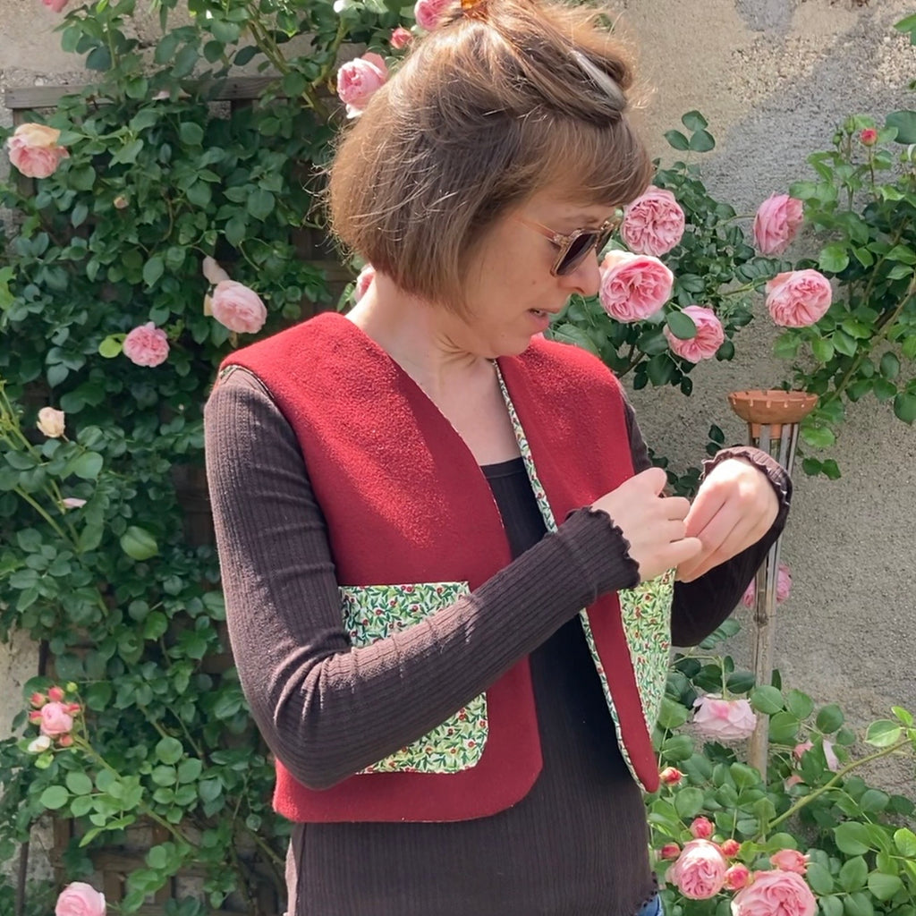 Veston sans manches Adulte – Rouge et vert cerise
