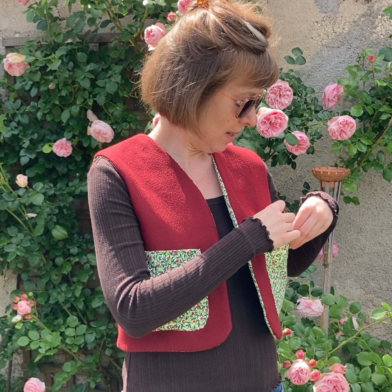 Veston sans manches Adulte – Rouge et vert cerise
