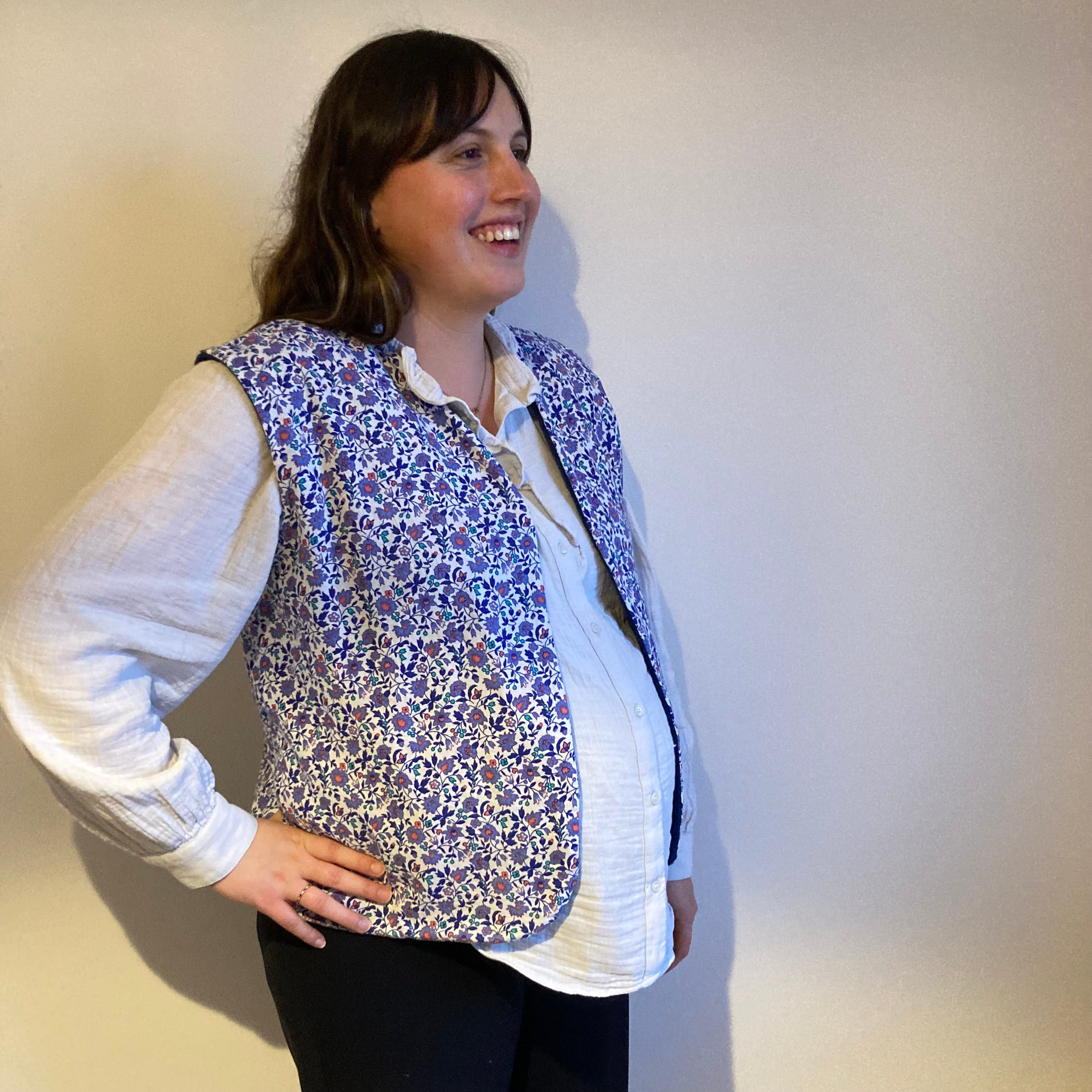 Veston sans manches Adulte – Bleu et violet fleuri
