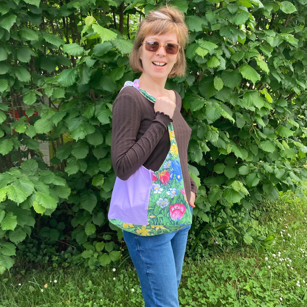 Sac à anses nouées - fleurs de printemps