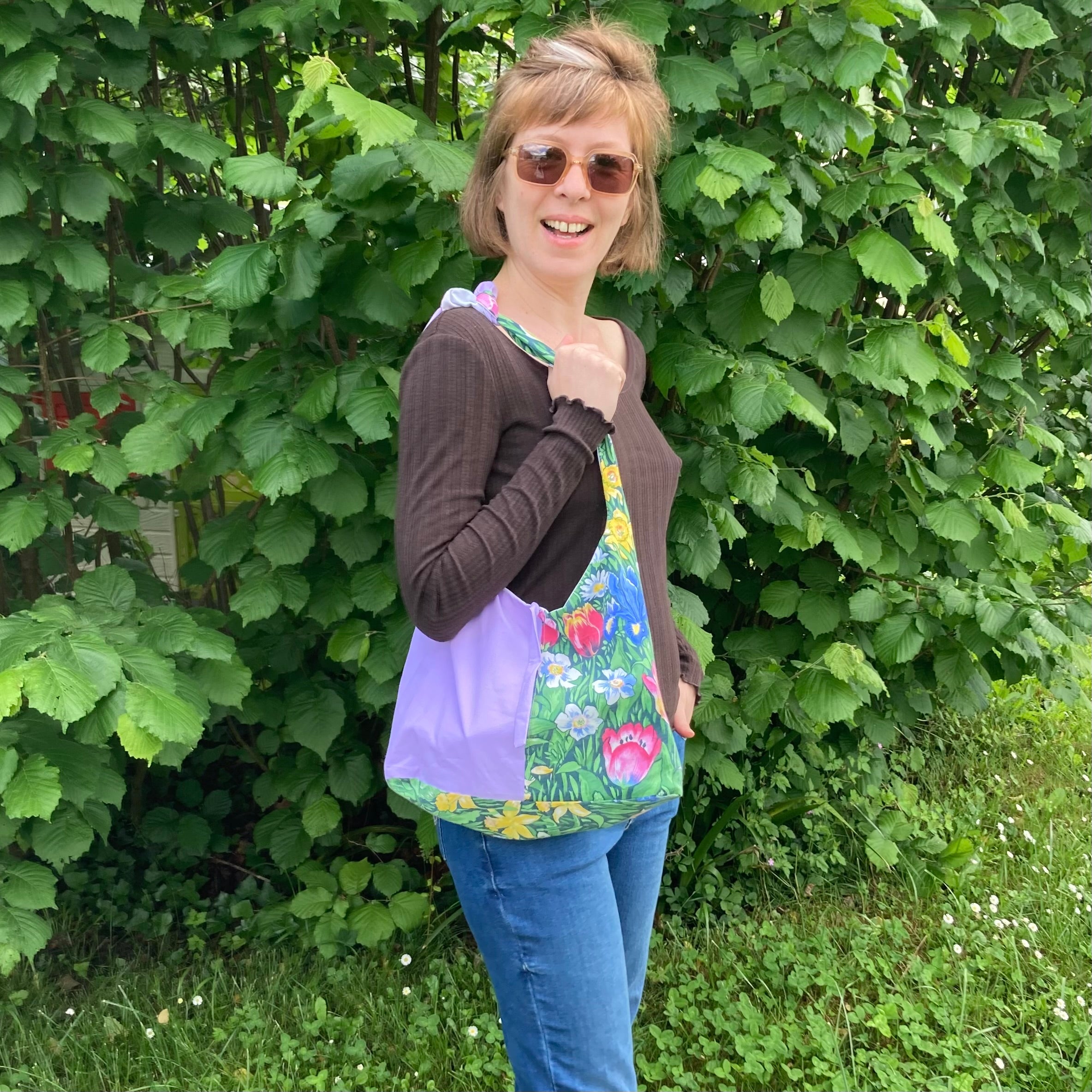 Sac à anses nouées - fleurs de printemps