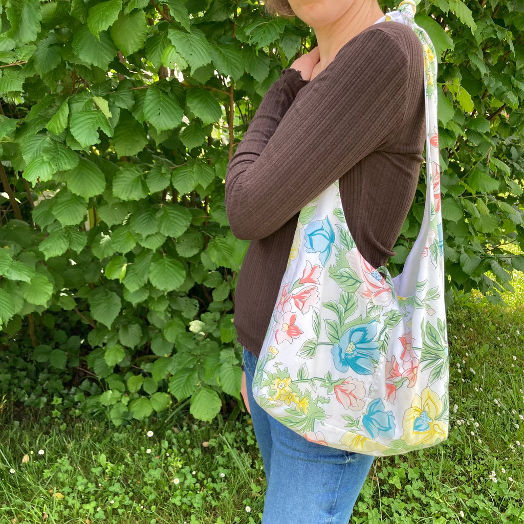 Sac à anses nouées - fleurs pastel