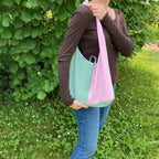 Sac à anses nouées - vichy rose et vert