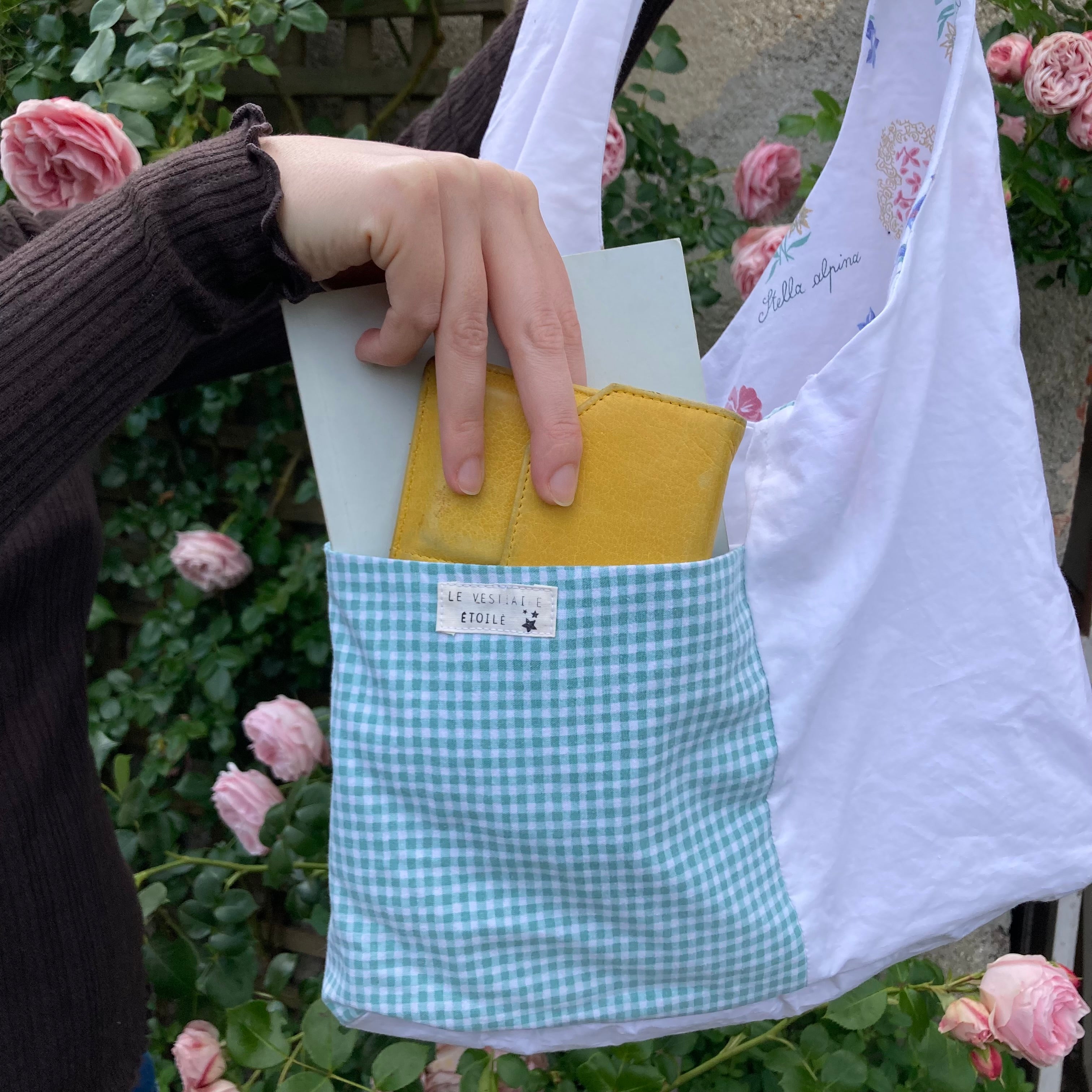Sac à anses nouées - dessin floral