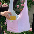 Sac à anses nouées - vichy rose et vert
