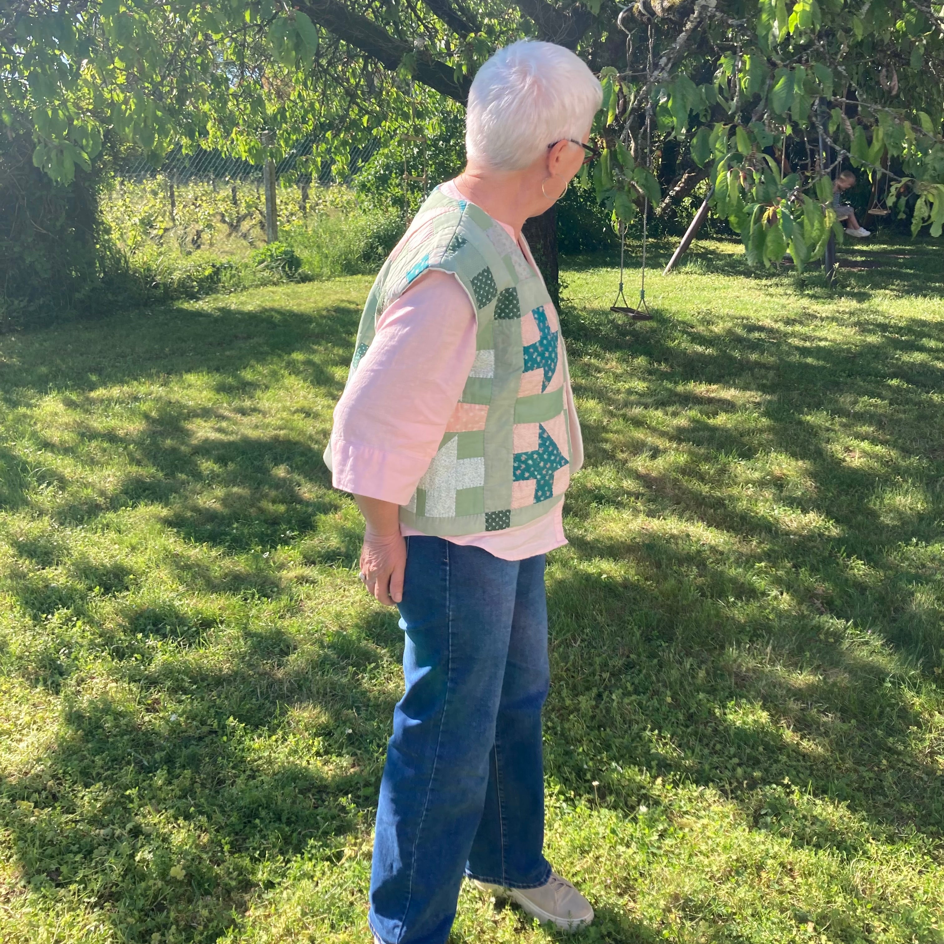 Veston sans manches Adulte – patchwork printemps
