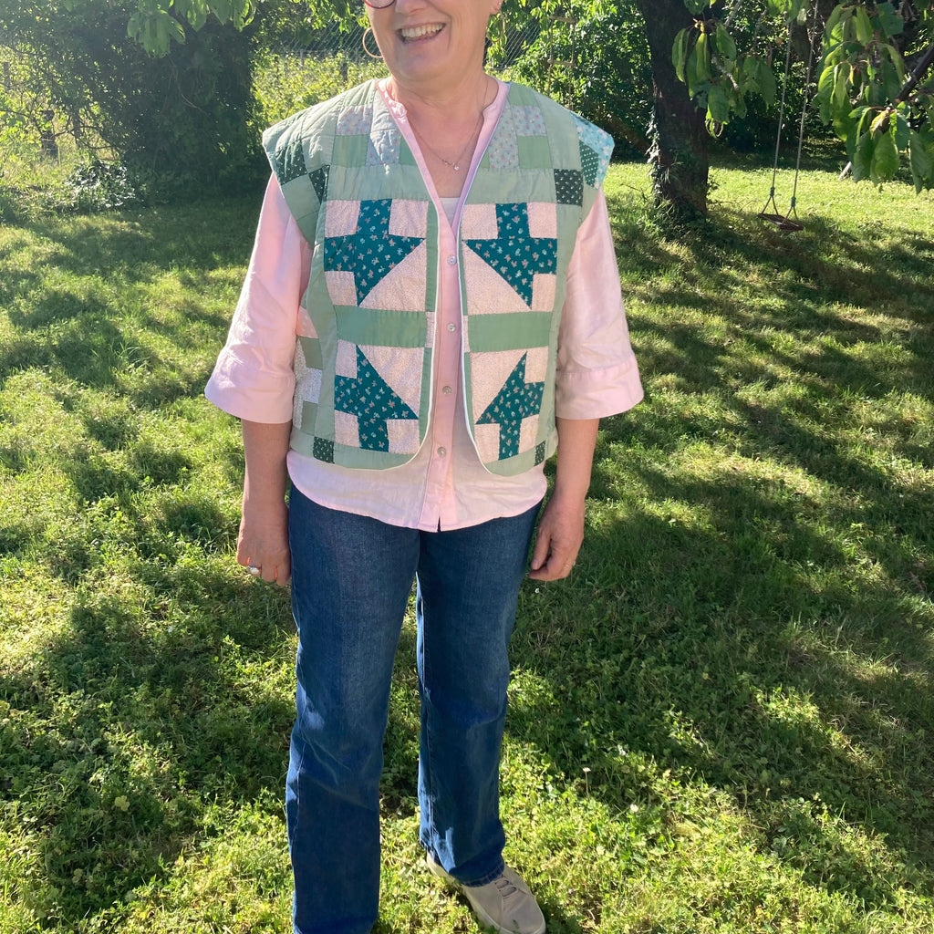 Veston sans manches Adulte – patchwork printemps