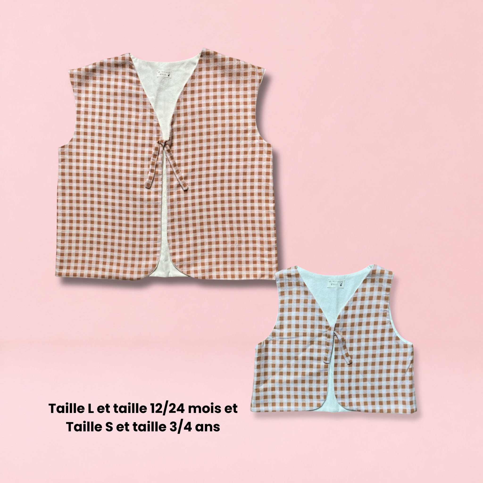 Lot "matchy-matchy" veston - Vichy beige et marron