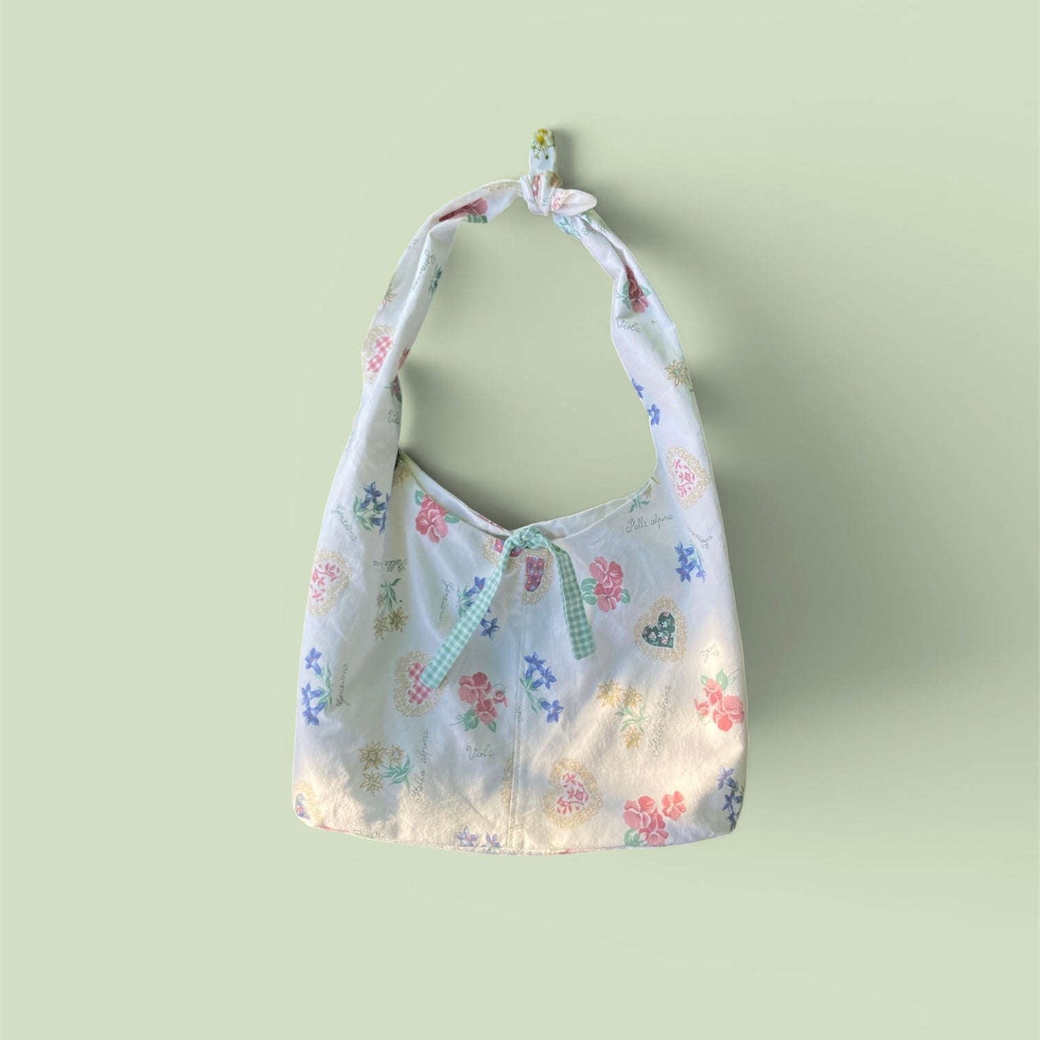 Sac à anses nouées - dessin floral