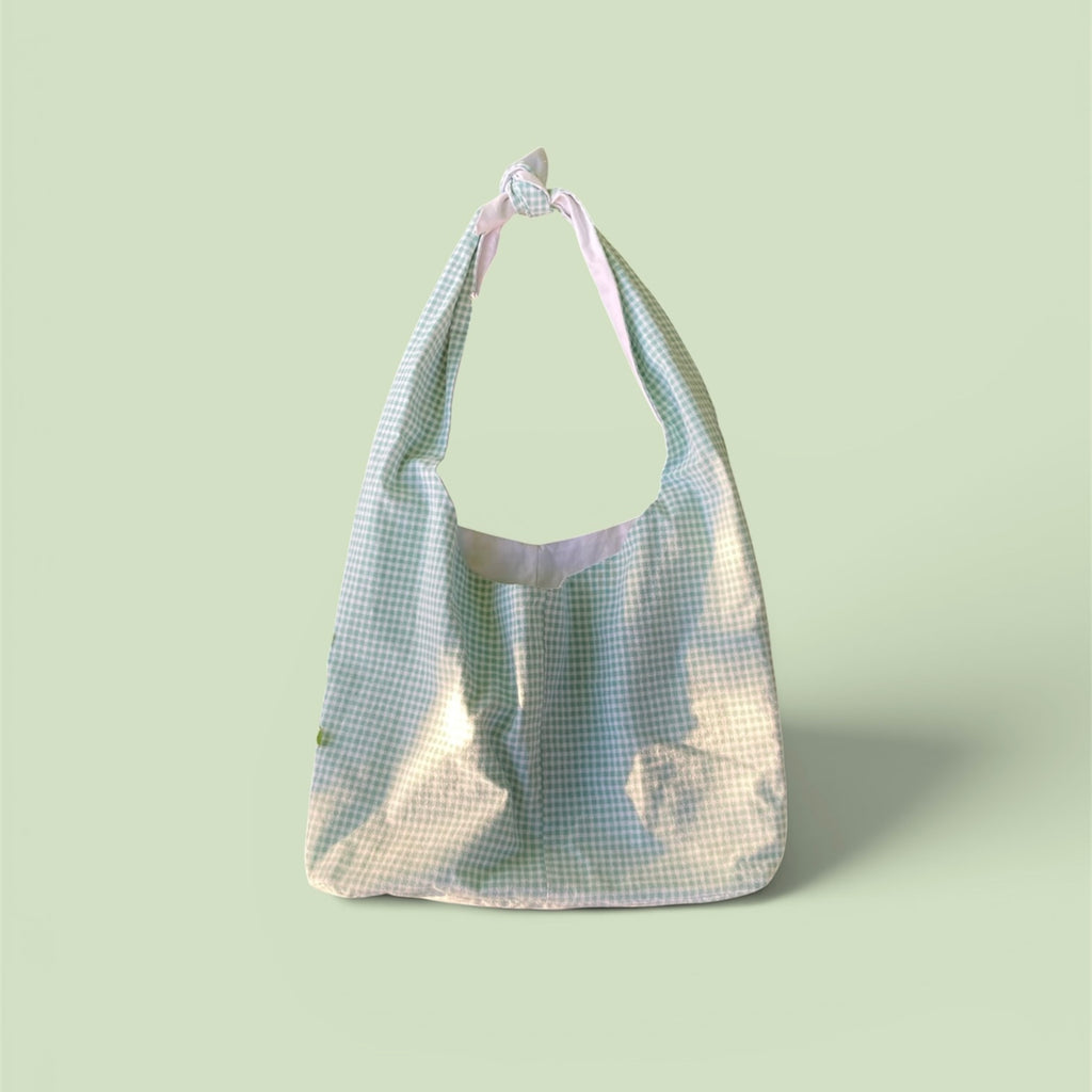 Sac à anses nouées - petit carreaux vert