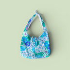 Sac à anses nouées - bleu à fleurs
