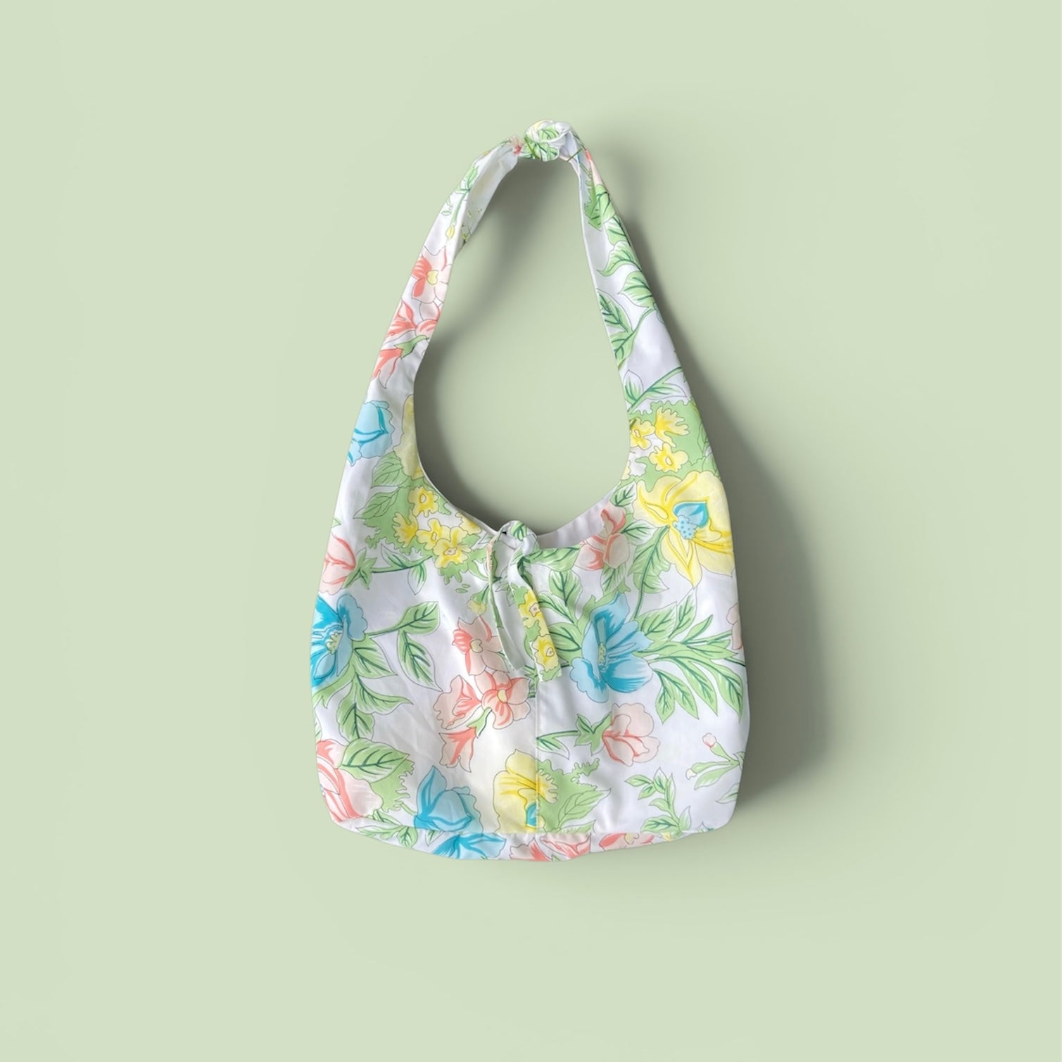 Sac à anses nouées - fleurs pastel