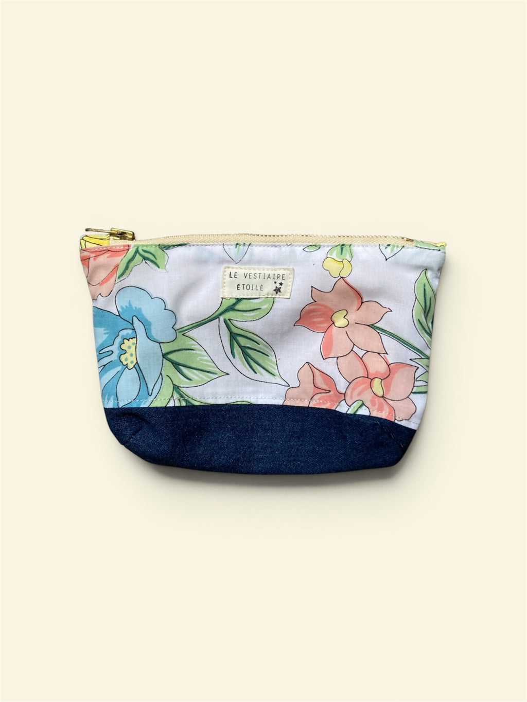 Pochette - fleurs pastel et jean