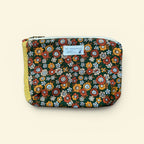 Pochette - fleurs orange et vert et vichy