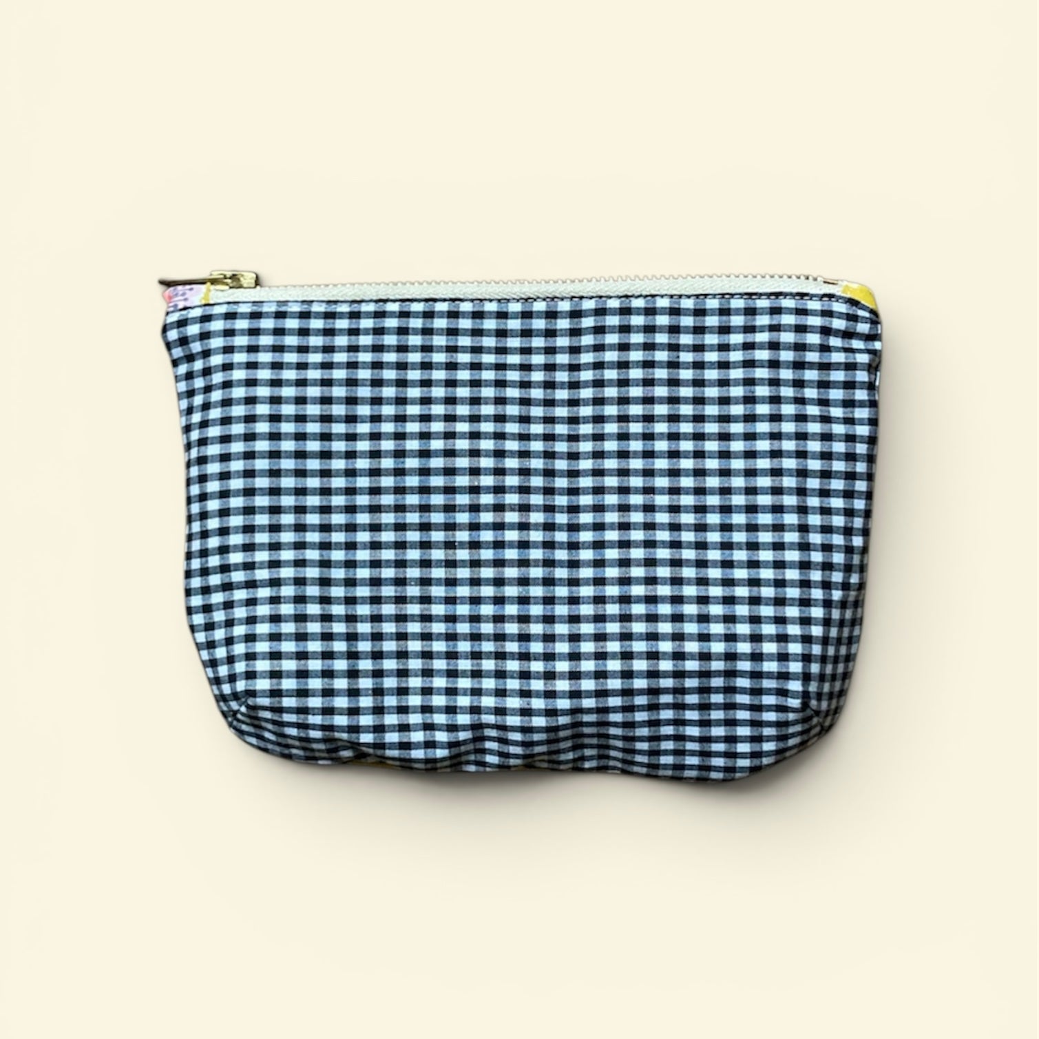 Pochette - vichy noir et blanc et jaune