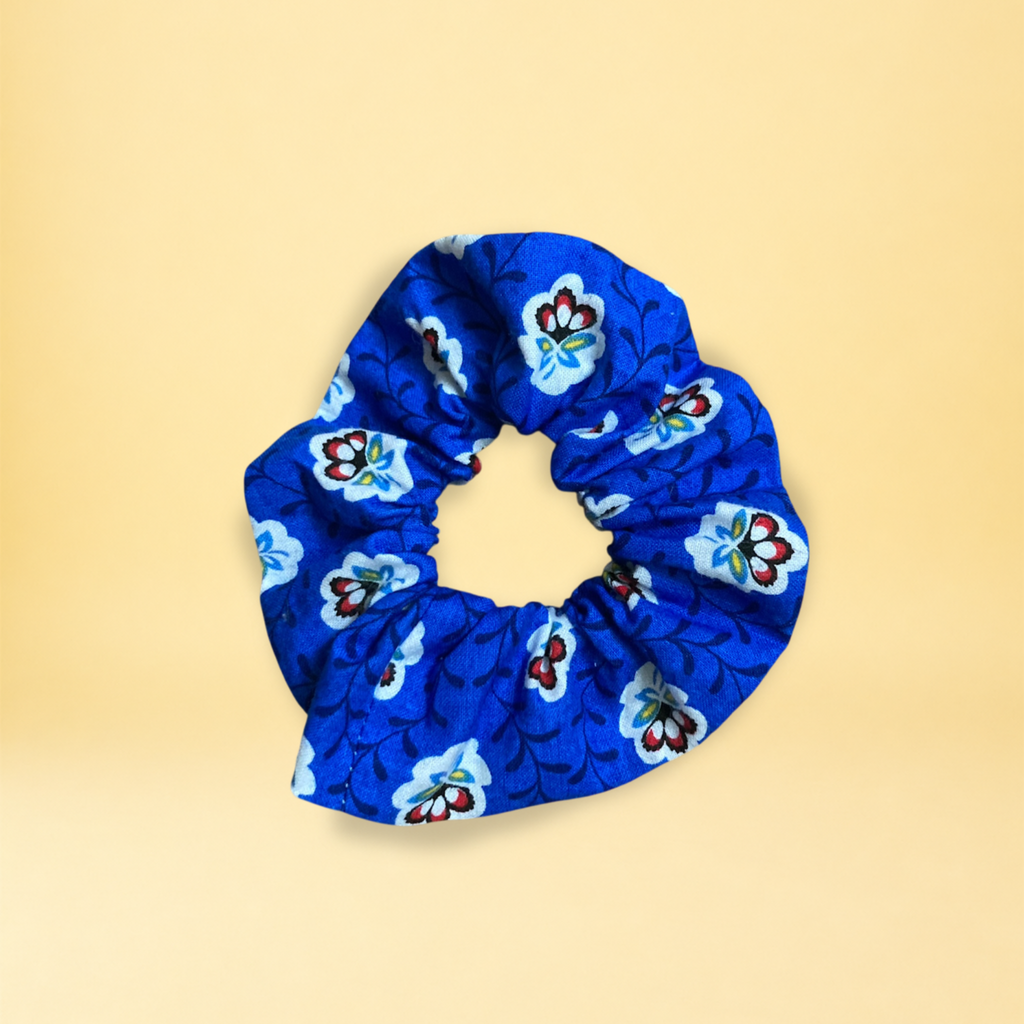 Chouchou - bleu à fleurs